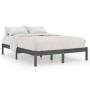 Solid gray pine wood bed frame 200x200 cm by vidaXL, Beds and slatted bases - Ref: Foro24-810039, Price: 85,06 €, Discount: %