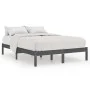 Solid gray pine wood bed frame 200x200 cm by vidaXL, Beds and slatted bases - Ref: Foro24-810039, Price: 84,36 €, Discount: %