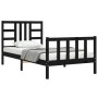 Bed frame with black solid wood headboard 100x200 cm by vidaXL, Beds and slatted bases - Ref: Foro24-3191965, Price: 135,54 €...