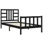 Bed frame with black solid wood headboard 100x200 cm by vidaXL, Beds and slatted bases - Ref: Foro24-3191965, Price: 133,77 €...