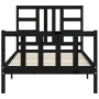 Bed frame with black solid wood headboard 100x200 cm by vidaXL, Beds and slatted bases - Ref: Foro24-3191965, Price: 135,54 €...
