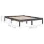 Solid gray pine wood bed frame 200x200 cm by vidaXL, Beds and slatted bases - Ref: Foro24-810039, Price: 84,36 €, Discount: %