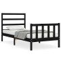 Bed frame with black solid wood headboard 100x200 cm by vidaXL, Beds and slatted bases - Ref: Foro24-3191900, Price: 125,85 €...
