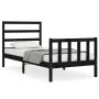 Estructura de cama con cabecero madera maciza negro 100x200 cm de vidaXL, Camas y somieres - Ref: Foro24-3191900, Precio: 124...