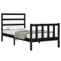 Bed frame with black solid wood headboard 100x200 cm by vidaXL, Beds and slatted bases - Ref: Foro24-3191900, Price: 125,85 €...