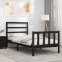 Bed frame with black solid wood headboard 100x200 cm by vidaXL, Beds and slatted bases - Ref: Foro24-3191900, Price: 125,85 €...