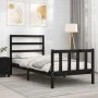Estructura de cama con cabecero madera maciza negro 100x200 cm de vidaXL, Camas y somieres - Ref: Foro24-3191900, Precio: 124...