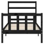 Bed frame with black solid wood headboard 100x200 cm by vidaXL, Beds and slatted bases - Ref: Foro24-3191900, Price: 125,85 €...
