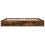 Estructura cama madera ingeniería metal roble ahumado 200x200cm