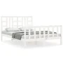 White solid wood bed frame with headboard 140x190 cm by vidaXL, Beds and slatted bases - Ref: Foro24-3191952, Price: 133,60 €...