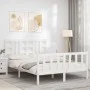 White solid wood bed frame with headboard 140x190 cm by vidaXL, Beds and slatted bases - Ref: Foro24-3191952, Price: 133,60 €...