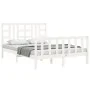White solid wood bed frame with headboard 140x190 cm by vidaXL, Beds and slatted bases - Ref: Foro24-3191952, Price: 133,60 €...