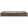 Estructura cama madera ingeniería metal marrón roble 200x200 cm