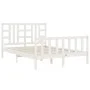 White solid wood bed frame with headboard 140x190 cm by vidaXL, Beds and slatted bases - Ref: Foro24-3191952, Price: 133,60 €...