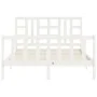 White solid wood bed frame with headboard 140x190 cm by vidaXL, Beds and slatted bases - Ref: Foro24-3191952, Price: 133,60 €...