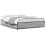 Estructura cama madera ingeniería metal gris Sonoma 140x200 cm