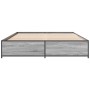 Estructura cama madera ingeniería metal gris Sonoma 140x200 cm