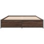 Estructura cama madera ingeniería metal marrón roble 140x200 cm