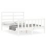 White solid wood bed frame with headboard 140x200 cm by vidaXL, Beds and slatted bases - Ref: Foro24-3191907, Price: 125,80 €...