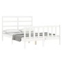 White solid wood bed frame with headboard 140x200 cm by vidaXL, Beds and slatted bases - Ref: Foro24-3191907, Price: 125,80 €...
