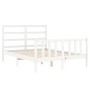 White solid wood bed frame with headboard 140x200 cm by vidaXL, Beds and slatted bases - Ref: Foro24-3191907, Price: 125,80 €...