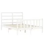 White solid wood bed frame with headboard 140x200 cm by vidaXL, Beds and slatted bases - Ref: Foro24-3191907, Price: 124,23 €...