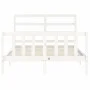 White solid wood bed frame with headboard 140x200 cm by vidaXL, Beds and slatted bases - Ref: Foro24-3191907, Price: 124,23 €...