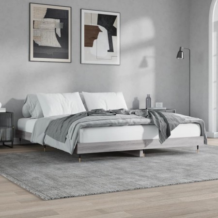 Sonoma-grauer Holzwerkstoff-Bettrahmen 120 x 200 cm von vidaXL, Betten und Lattenroste - Ref: Foro24-832155, Preis: 127,27 €,...