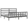 Gray solid wood bed frame with headboard 200x200 cm by vidaXL, Beds and slatted bases - Ref: Foro24-3191928, Price: 162,64 €,...