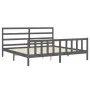 Gray solid wood bed frame with headboard 200x200 cm by vidaXL, Beds and slatted bases - Ref: Foro24-3191928, Price: 162,64 €,...