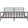 Gray solid wood bed frame with headboard 200x200 cm by vidaXL, Beds and slatted bases - Ref: Foro24-3191928, Price: 164,79 €,...