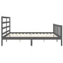 Gray solid wood bed frame with headboard 200x200 cm by vidaXL, Beds and slatted bases - Ref: Foro24-3191928, Price: 164,79 €,...