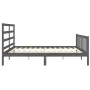 Gray solid wood bed frame with headboard 200x200 cm by vidaXL, Beds and slatted bases - Ref: Foro24-3191928, Price: 162,64 €,...