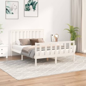 Estructura de cama con cabecero madera pino blanco 120x200 cm