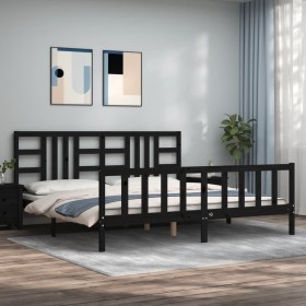 Bettgestell mit schwarzem Massivholzkopfteil 200x200 cm von vidaXL, Betten und Lattenroste - Ref: Foro24-3191995, Preis: 206,...