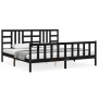 Bed frame with black solid wood headboard 200x200 cm by vidaXL, Beds and slatted bases - Ref: Foro24-3191995, Price: 206,52 €...
