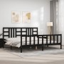 Bed frame with black solid wood headboard 200x200 cm by vidaXL, Beds and slatted bases - Ref: Foro24-3191995, Price: 206,52 €...