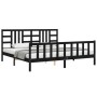 Bed frame with black solid wood headboard 200x200 cm by vidaXL, Beds and slatted bases - Ref: Foro24-3191995, Price: 206,52 €...