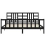 Bed frame with black solid wood headboard 200x200 cm by vidaXL, Beds and slatted bases - Ref: Foro24-3191995, Price: 206,52 €...