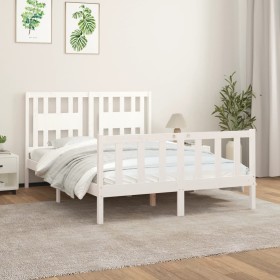 Estructura de cama con cabecero madera pino blanco 140x200 cm