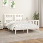 Bed frame with white pine wood headboard 140x200 cm by vidaXL, Beds and slatted bases - Ref: Foro24-3188167, Price: 145,82 €,...