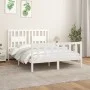 Bed frame with white pine wood headboard 140x200 cm by vidaXL, Beds and slatted bases - Ref: Foro24-3188167, Price: 143,99 €,...