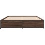 Estructura cama madera ingeniería metal marrón roble 135x190 cm