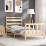 Bed frame with solid wood headboard 90x200 cm by vidaXL, Beds and slatted bases - Ref: Foro24-3192021, Price: 87,36 €, Discou...