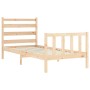 Bed frame with solid wood headboard 90x200 cm by vidaXL, Beds and slatted bases - Ref: Foro24-3192021, Price: 87,36 €, Discou...