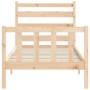 Bed frame with solid wood headboard 90x200 cm by vidaXL, Beds and slatted bases - Ref: Foro24-3192021, Price: 87,36 €, Discou...