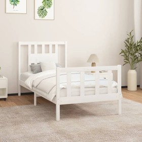 Bettgestell aus weißem Kiefernholz mit Kopfteil 90x200 cm von vidaXL, Betten und Lattenroste - Ref: Foro24-3188152, Preis: 99...