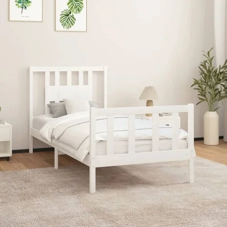 White pine wood bed frame with headboard 90x200 cm by vidaXL, Beds and slatted bases - Ref: Foro24-3188152, Price: 97,79 €, D...
