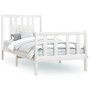 Bettgestell aus weißem Kiefernholz mit Kopfteil 90x200 cm von vidaXL, Betten und Lattenroste - Ref: Foro24-3188152, Preis: 99...
