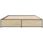 Estructura cama madera ingeniería metal roble Sonoma 120x190 cm